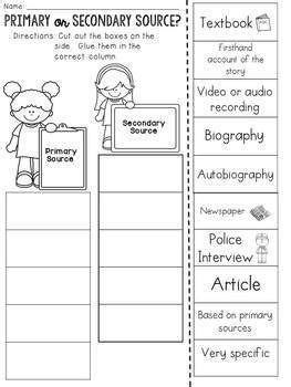 primary and secondary sources worksheets pdf